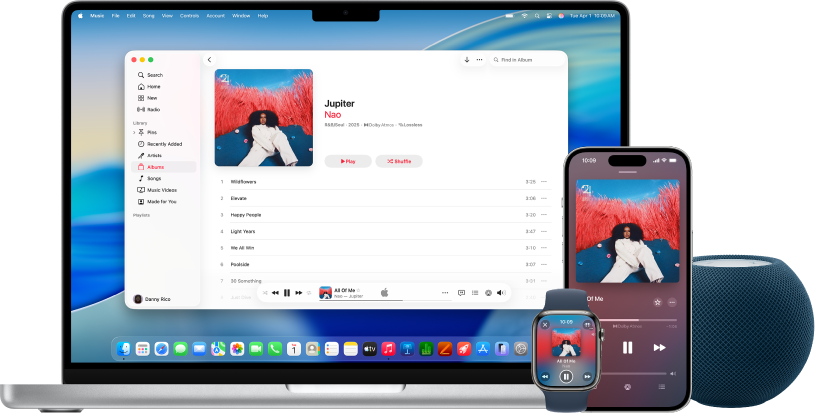 Mac’te, iPhone’da ve Apple Watch’ta HomePod ile çalan parça.