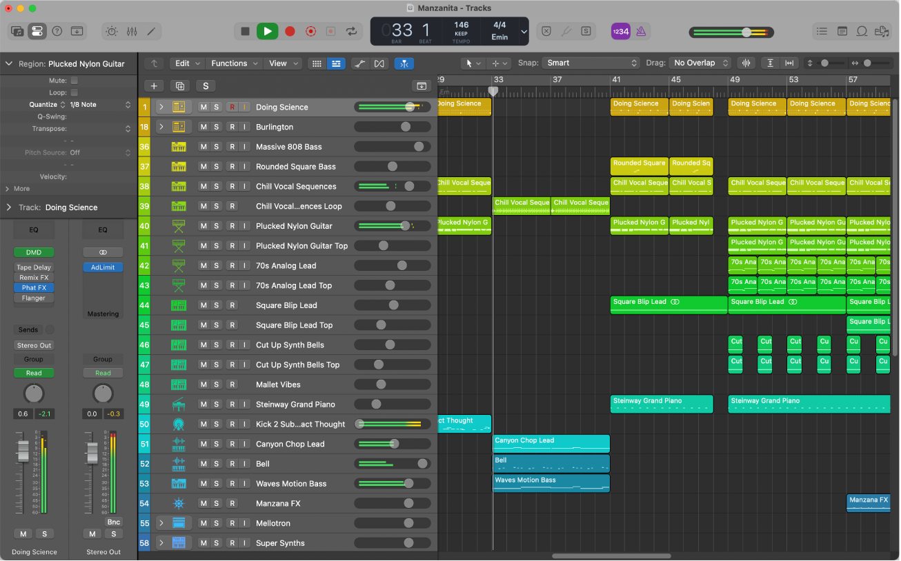 Figure. Logic Pro main window.