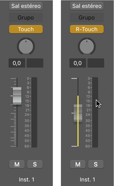 Ilustración. Fader Volumen con el modo “Relative Touch”.