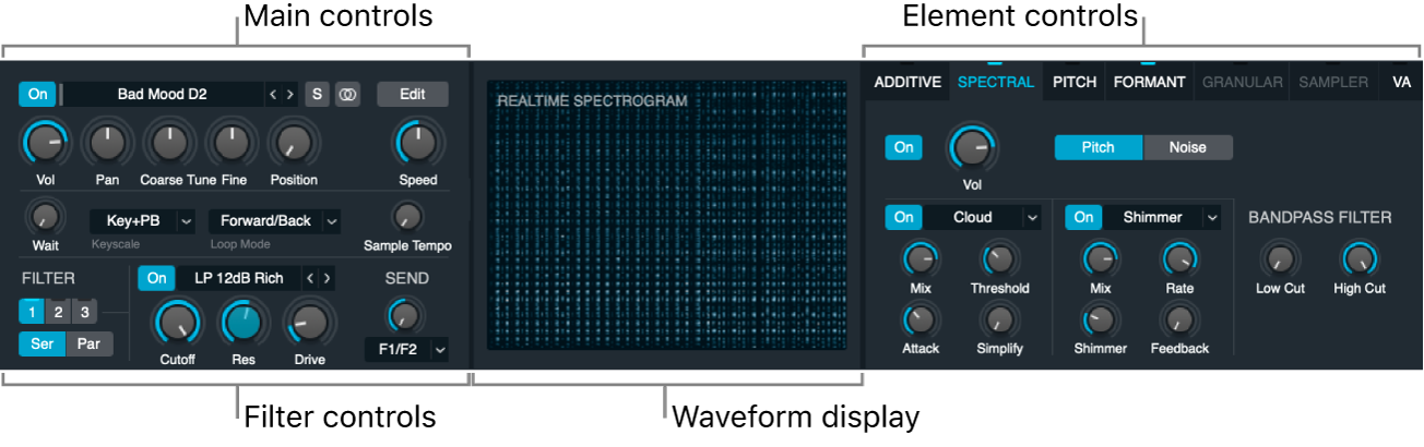 Figure. Source subpage controls, showing all parameters.