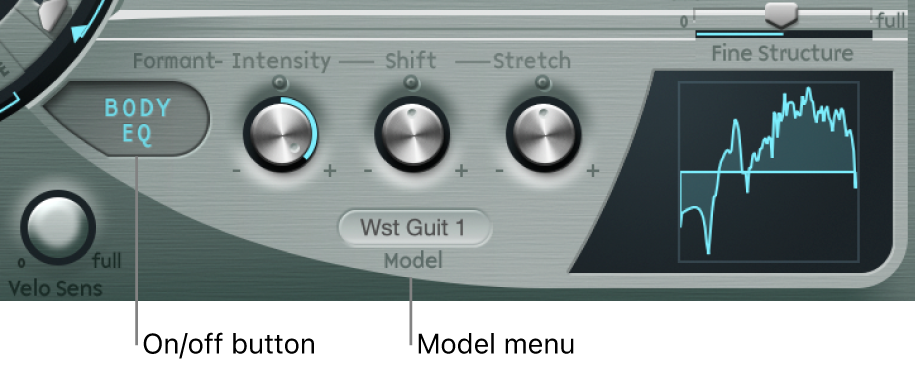 Figure. Body EQ On/Off and Model parameters.