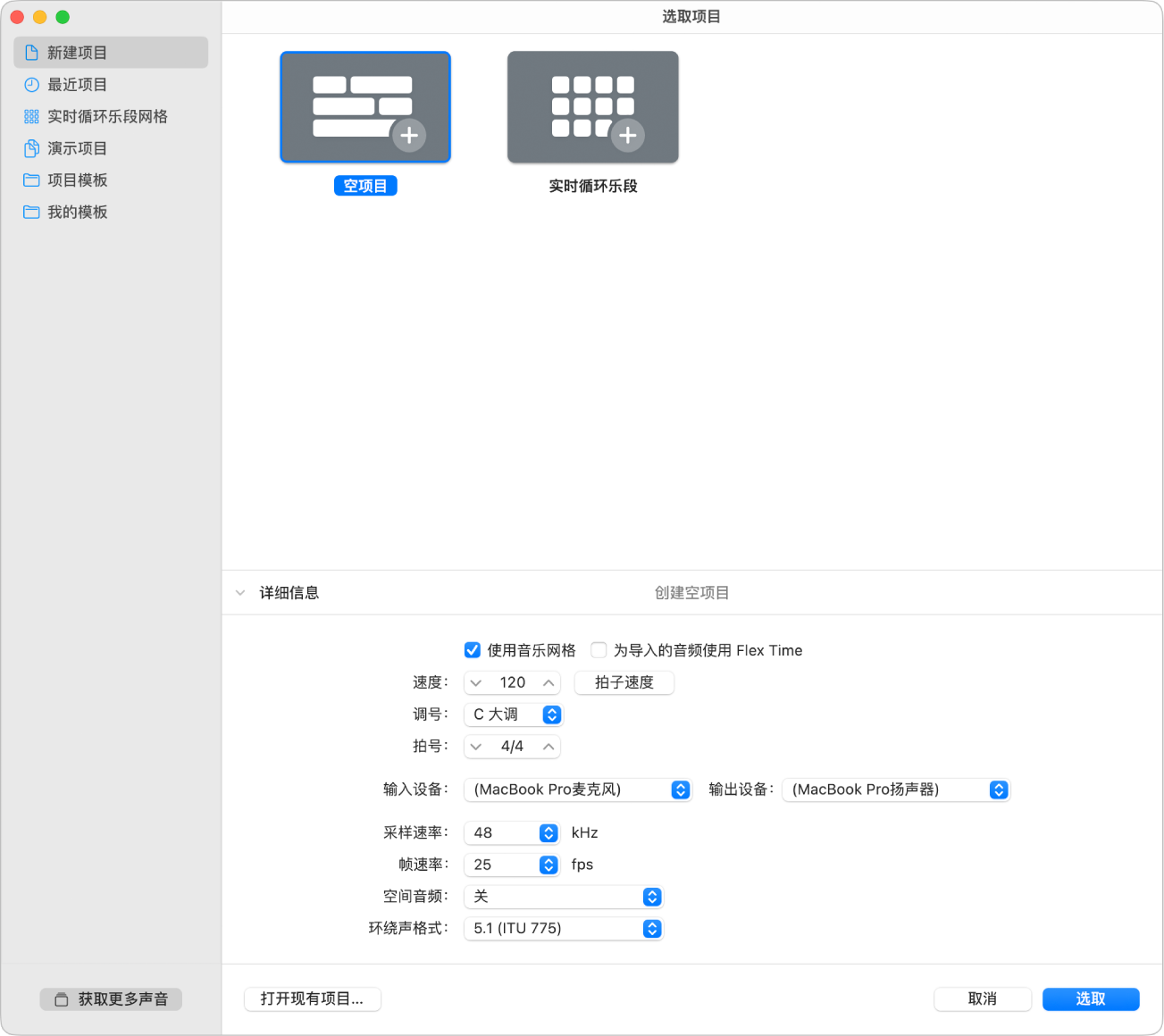 图。项目选取器下半部分是设置项目属性的详细信息。