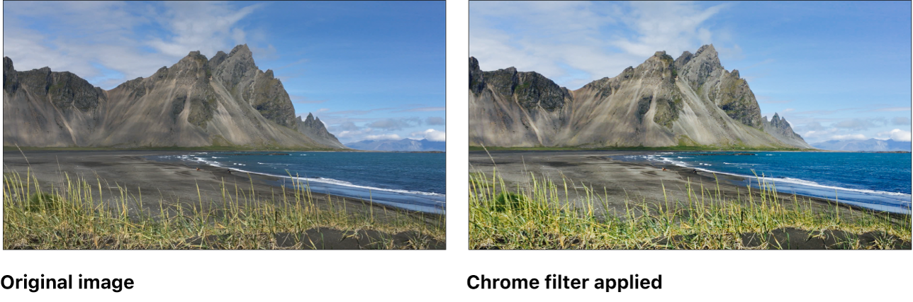 Canvas mit dem Effekt des Filters „Chrom“