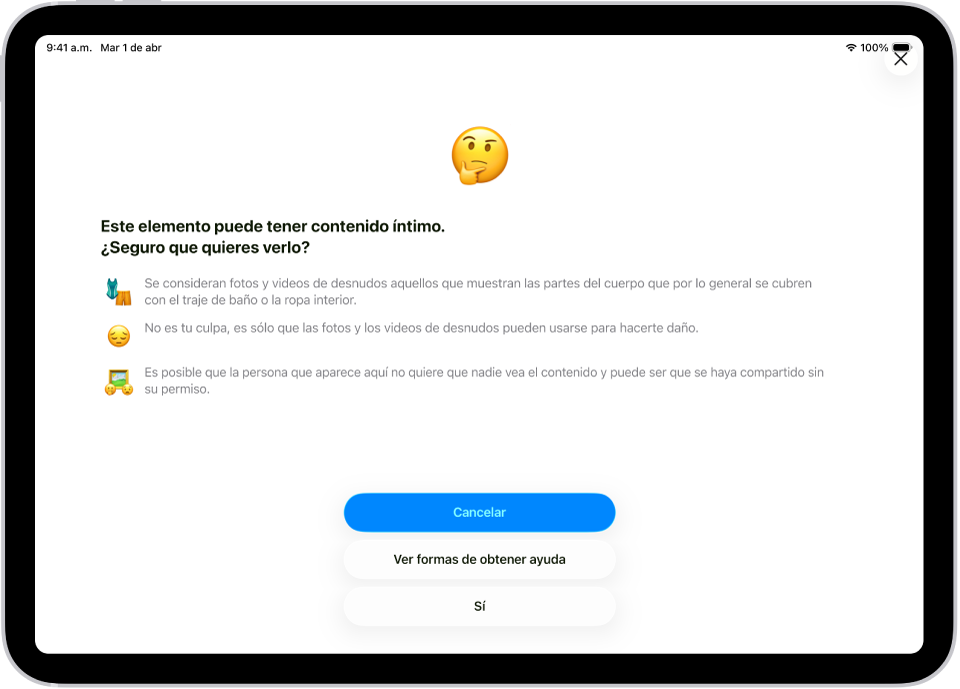 Pantalla de la app Configuración que muestra que se activó la seguridad en la comunicación.