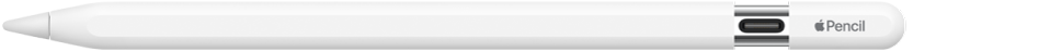 Een Apple Pencil met een verschuifbaar kapje waar de USB-C-connector onder zit.