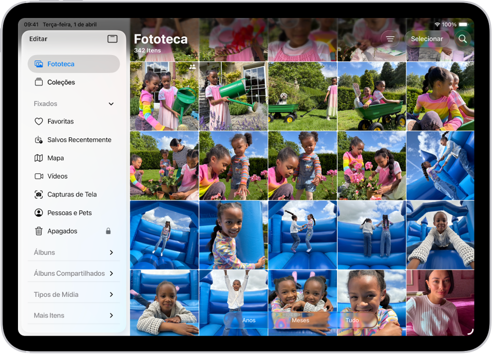 O app Fotos está aberto e a aba Biblioteca está selecionada na barra lateral.