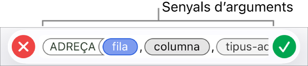 Editor de fórmules, que mostra una funció amb identificadors d’arguments