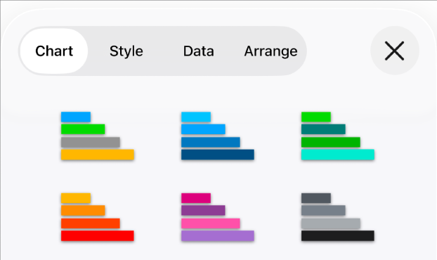 Chart styles in the Chart tab of the Format menu.