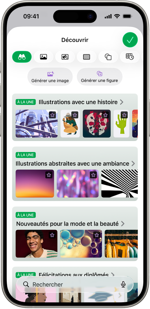 Le bouton Découvrir du centre de contenu affichant des options permettant de générer une image ou d’ajouter des images premium à une feuille de calcul.