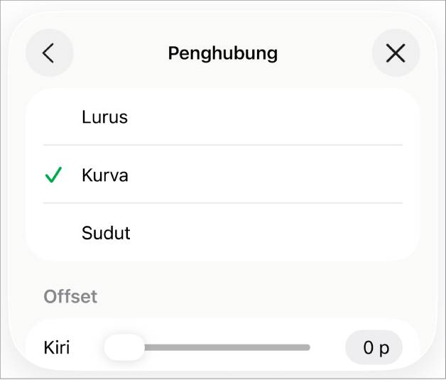 Kontrol Koneksi dengan Kurva dipilih.