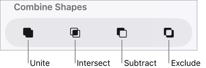 Unite, Intersect, Subtract and Exclude buttons below Combine Shapes.