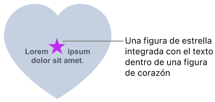 Una figura de estrella aparece integrada con texto dentro de una figura de corazón.