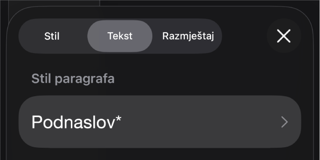 Stil paragrafa s asteriskom do njega i tipka Ažuriranja s desne strane.