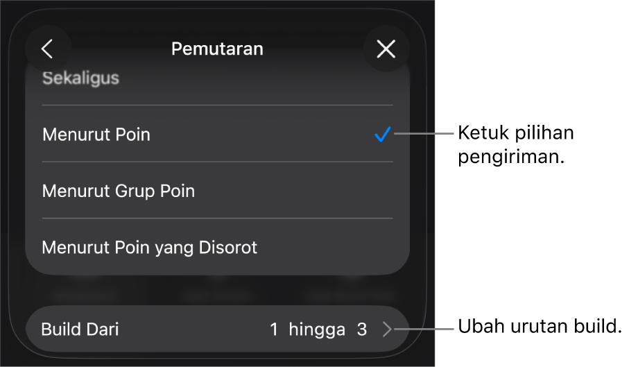 Pilihan Pengiriman di panel Mulai.