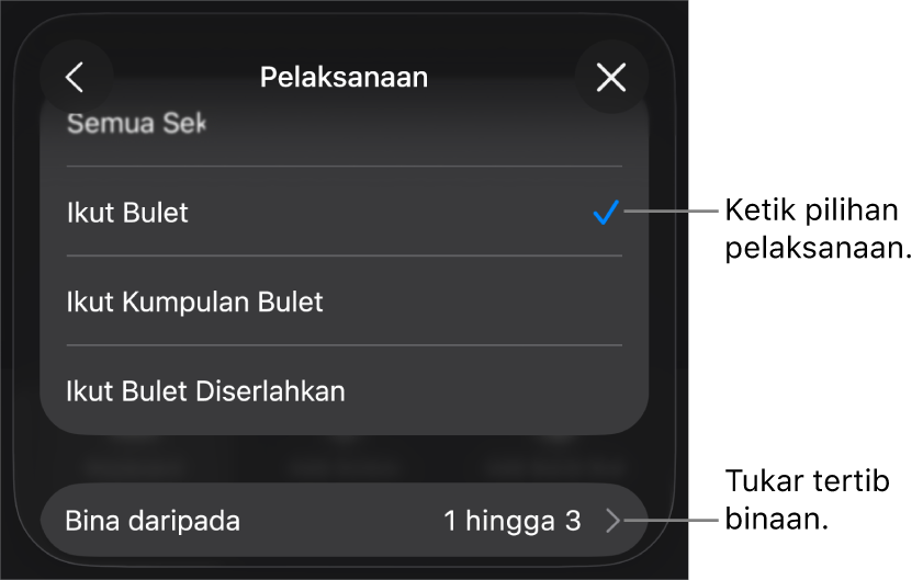 Pilihan Pelaksanaan dalam anak tetingkap Binaan Dalam.