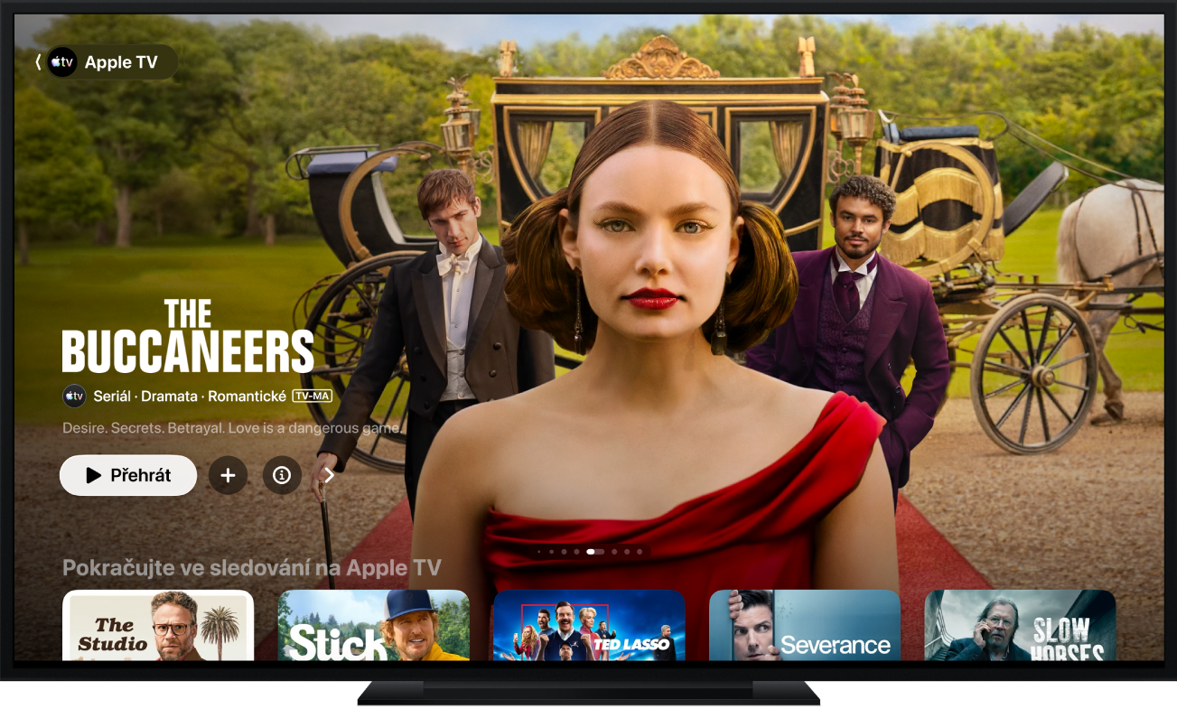 Apple TV se zobrazenou aplikací Apple TV