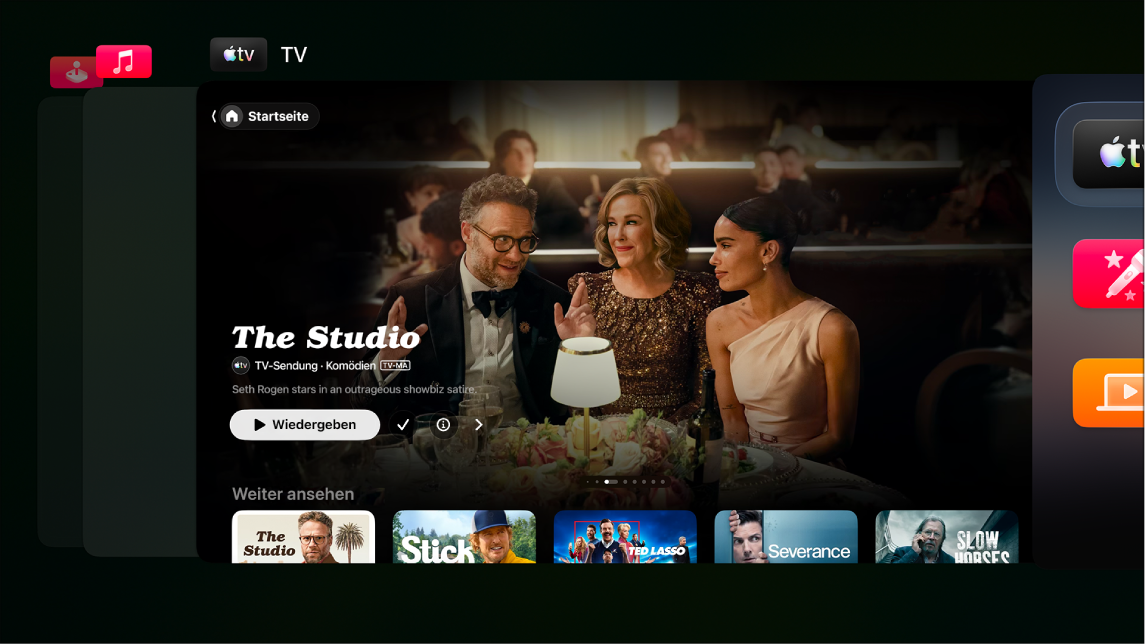 Apple TV-Bildschirm mit App-Umschalter