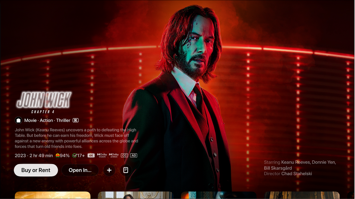 Movie info screen
