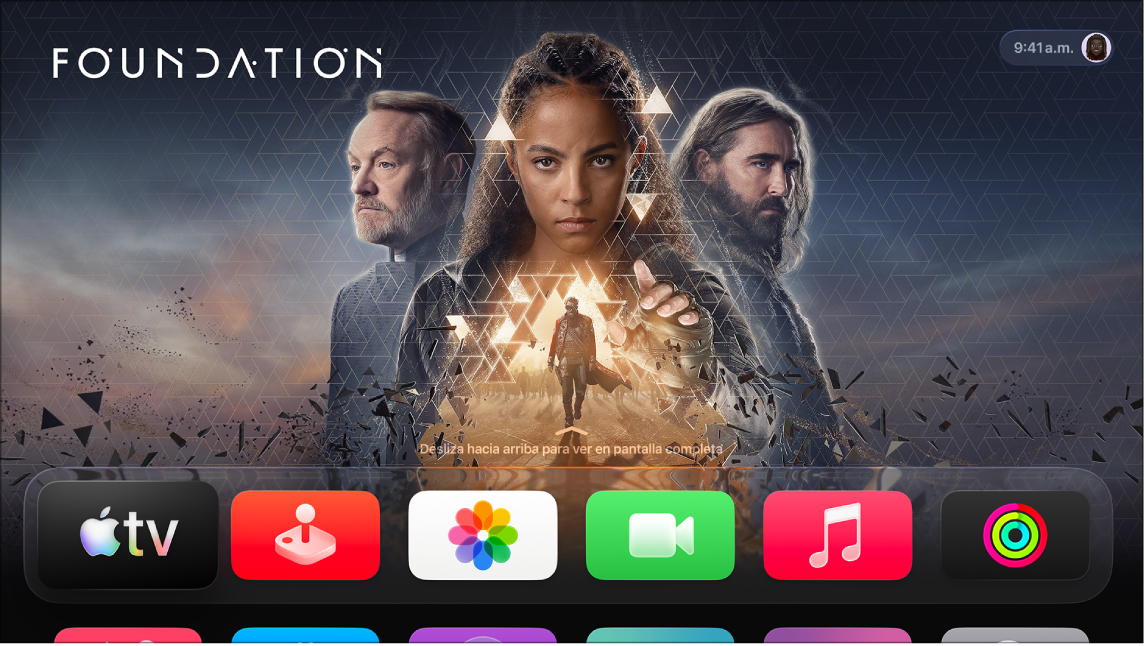 La pantalla de inicio del Apple TV.