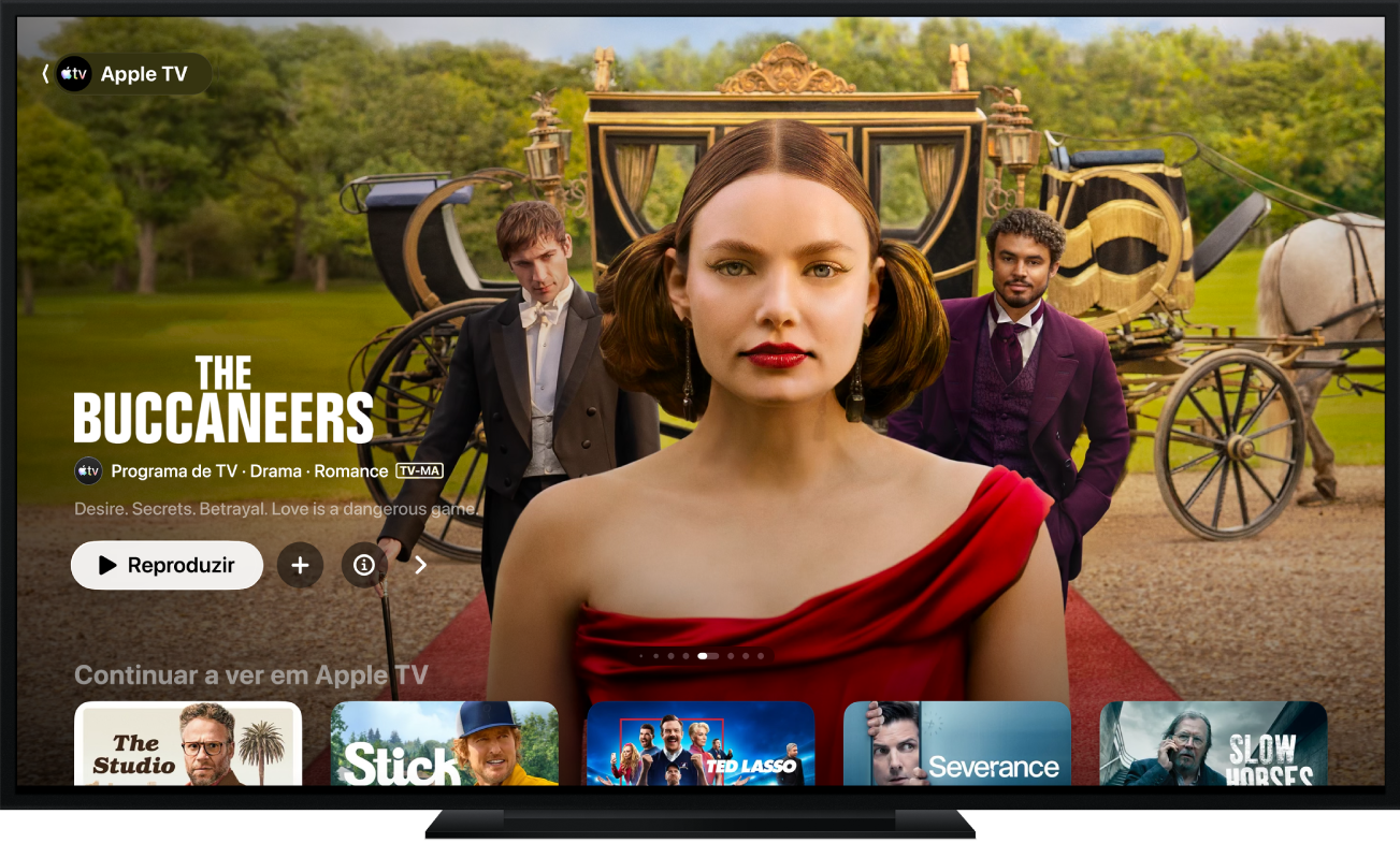 Uma Apple TV a mostrar a aplicação TV
