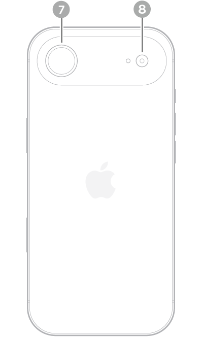 The back view of iPhone Air. The rear camera and flash are at the top left.