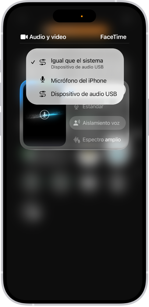 Un menú en el centro de control que muestra las opciones de fuente de entrada para grabar una parte de una videoconferencia.