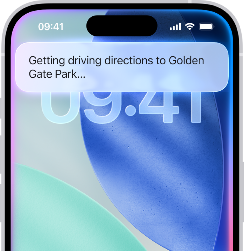 Un iPhone avec une réponse de Siri en haut de l’écran.