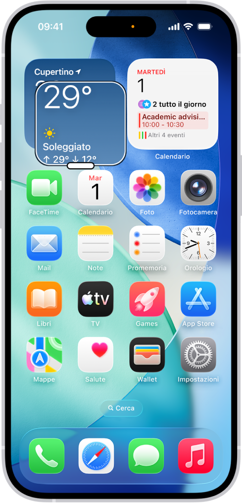 iPhone che mostra la schermata Home con una finestra ingrandita su una parte dello schermo.