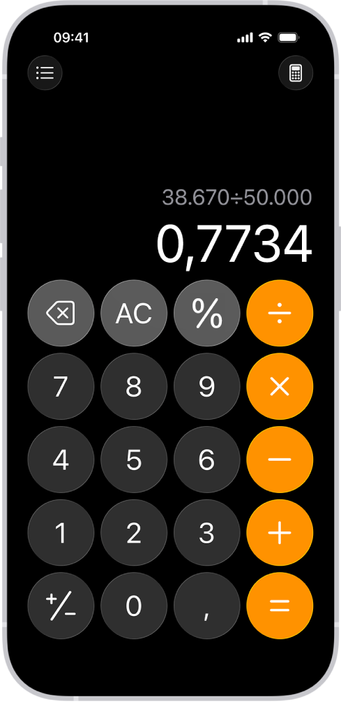 La calcolatrice basilare su iPhone.