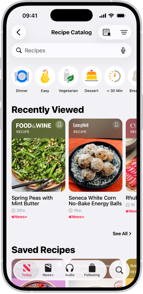 Il catalogo delle ricette in Apple News+.