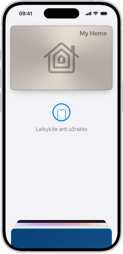 Namų raktas programoje „Piniginė“.