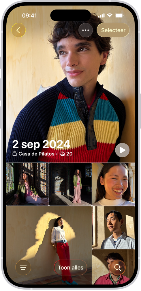 De Foto's-app met een verzameling foto's die op een bepaalde dag zijn gemaakt.