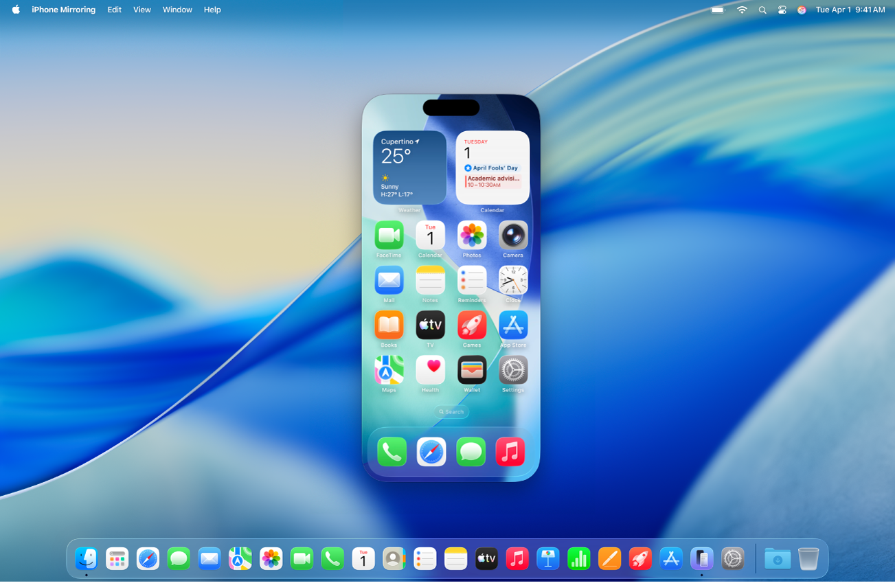 iPhone مِررنگ ایپ Mac کمپیوٹر کی اسکرین پر ظاہر ہو رہا ہے۔