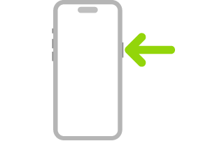 iPhone 的插图,图中箭头指向右上方的侧边按钮。