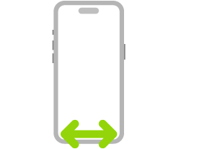 iPhone 的插图。双向箭头,表示沿屏幕底部边缘左右轻扫。