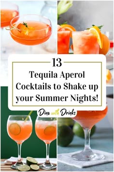 Collage of 4 tequila aperol cocktails.