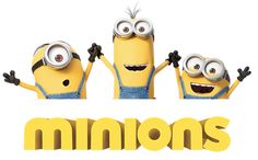 three minions from the movie despicables with their arms in the air and eyes wide open