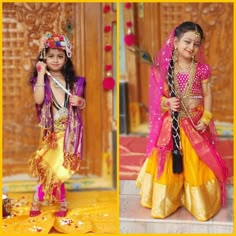 Radha Dress, Radhe Costume For Kids, Radha Getup For Kids, Radha Krishna Costume For Kids, Radha Fancy Dress For Kids, Radha Photoshoot Ideas For Kids, Radha Outfit For Kids, Radha Dress For Kids, Best Fancy Dress Ideas