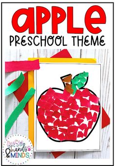 an apple preschool theme with paper and scissors