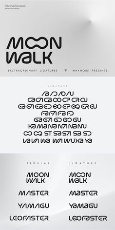 some type of font and numbers on a white background with the words moon walk written in black