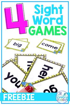 four sight word games with the text 4 sight word games freebied on it