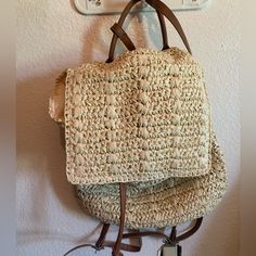 “Pink Lily” Straw Backpack. Never Used, Mint Condition Straw Backpack, Adjustable Summer Shoulder Bag, Spring Rectangular Bags With Adjustable Straps, Rectangular Bags With Adjustable Straps For Spring, Everyday Beige Shoulder Bag With Adjustable Straps, Cream Bags With Adjustable Straps For Everyday, Spring Rectangular Bag With Adjustable Straps, Cream Bag With Adjustable Straps For Daily Use, Summer Beige Bags With Adjustable Straps