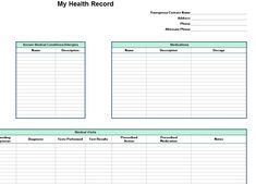 the health record sheet is shown in this file, and it has two separate sections for each