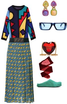 Weirdcore fit outfit ideas | ❇️💗🥺💙💛💚✊🏾💦♥️🌹 Colorful Patterned Outfit With Accessories, Bold Fashion Statement Pieces, Colorful Summer Outfit Ideas, How To Style Bold Patterns, Trendy Accessory搭配 Ideas, Weirdcore Dresses, Weirdcore Outfit Ideas, Weirdcore Outfit Inspo, Kidcore Weirdcore Outfits