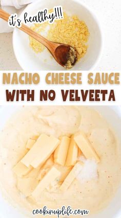 cheese sauce with no velveeta in a white bowl, and it's really easy to make