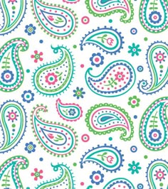 colorful paisley pattern on white background