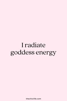 the words i radiate godless energy are in black on a pink background