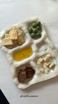 a tray with different types of food on it