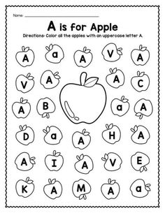 a is for apple worksheet with letters and numbers to print out on the page