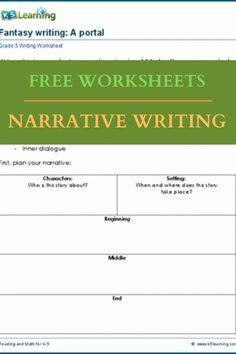 the free worksheet for narrative writing is shown in green and yellow